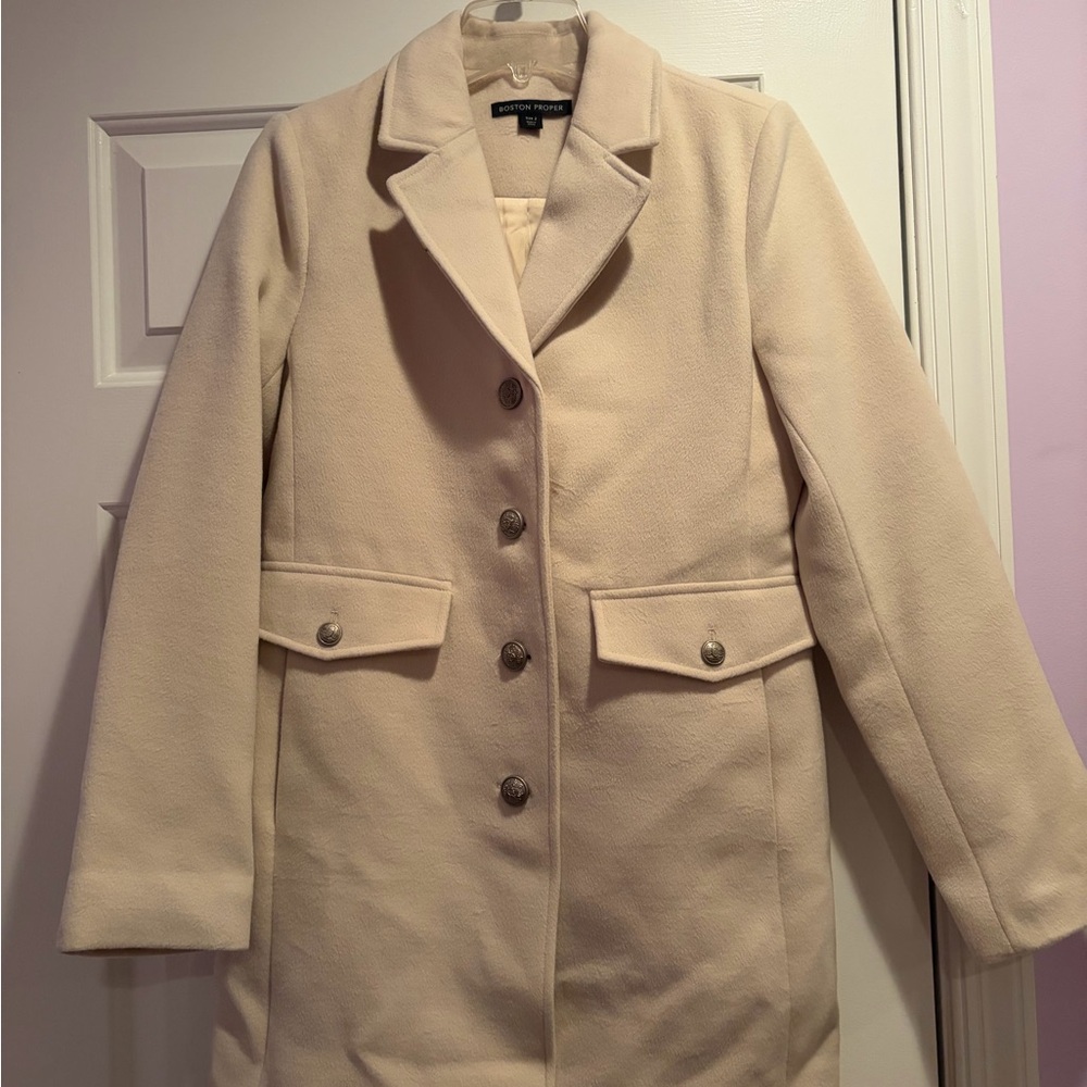 Boston Proper Cream Trench Coat